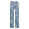 Women's Jeans For Girls High Waist Straight Jeans 86% Cotton Flower Print Denim Pants Woman Clothing Streetwear Trousers