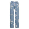 Women's Jeans For Girls High Waist Straight Jeans 86% Cotton Flower Print Denim Pants Woman Clothing Streetwear Trousers