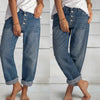 Women's Jeans High Waist 2022 Loose Wide Leg Pants XL Slender Pants Women's Rising Retreat Street Pants Cotton