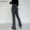 Women's Jeans High Waist Denim Pants Trousers For Female Elasticity Flared Jeans Split Boot Cut Wide Leg Pant 2022