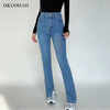 Women's Jeans High Waist Denim Pants Trousers For Female Elasticity Flared Jeans Split Boot Cut Wide Leg Pant 2022