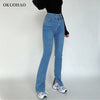 Women's Jeans High Waist Denim Pants Trousers For Female Elasticity Flared Jeans Split Boot Cut Wide Leg Pant 2022