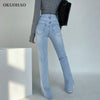 Women's Jeans High Waist Denim Pants Trousers For Female Elasticity Flared Jeans Split Boot Cut Wide Leg Pant 2022