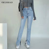 Women's Jeans High Waist Denim Pants Trousers For Female Elasticity Flared Jeans Split Boot Cut Wide Leg Pant 2022