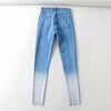 Women's Jeans High Waist Denim Trousers Female 2022 Gradient Color Stretch Slim Skinny Nine Points Pencil Pants