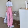 Women's Jeans High Waist 2022 Summer Pink Streetwear Korean Baggy Wide Leg Trouser Casual Mom Straight Denim Pants