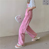 Women's Jeans High Waist 2022 Summer Pink Streetwear Korean Baggy Wide Leg Trouser Casual Mom Straight Denim Pants