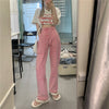 Women's Jeans High Waist 2022 Summer Pink Streetwear Korean Baggy Wide Leg Trouser Casual Mom Straight Denim Pants