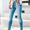 Women's Jeans High Waist Stretch Skinny Denim Trousers 2022 Hole Retro Washed Sexy Elastic Slim Pencil Pants Oversize