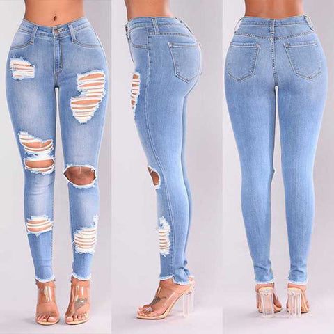 Women's Jeans Mid Waist Stretch Skinny Denim Pants 2022 Autumn Winter Blue Retro Washed Elastic Slim Pencil Trousers Size S-XXXL