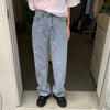 Women's Jeans Vintage Heart Shaped Embroidery Streetwear High Waist Wide Leg Pants Baggy Harajuku Straight Denim Trouser