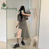 Women's Korean Style 2022 Original Design Suit Brown Summer Suit Irregular Skirt Two-piece Suit  Short Jacket