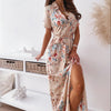 Women's Lapel Dress Elegant Floral Print High Waist Loose Beach Dress Robe Female Party Maxi Dresses платье летнее женское2023