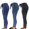 Women's Leggings Jeans High Waist Push Up Belt Slim Buttocks Solid Color Women Oversized Sexy Fringed Denim Pencil Pants