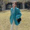 Women's Long Blazer Blazer Double Breasted Solid Suit Jacket Spring Fall Loose Female Overcoat 2023 Casual Formal Blazer