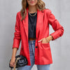 Women's Long Sleeve Leather Suit Outwear 2023 Casual Loose PU Coats Elegant Turn-down Collar Pocket Loose Blazer Jackets