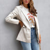 Women's Long Sleeve Leather Suit Outwear 2023 Casual Loose PU Coats Elegant Turn-down Collar Pocket Loose Blazer Jackets