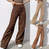 Women’s Mid Waisted Wide Leg Pants Straight Casual Baggy Trousers Spring Solid Jeans Pantalon Pour Femme Fast Shipping