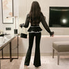 Women's Notched Shirt Chiffon Spring Autumn Sashes Ruffled Waist Tops Coat Short Lacing blouse office Long sleeves summer