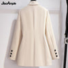 Women's Oversize Two Pieces Set Spring Autumn Office Lady Graceful Suit Coats+Pleated Mesh Skirts Sets 2023 Working Clothing