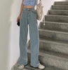 Women's Pants 2022 Streetwear Straight Solid Color High Waist Trouser Loose Streetwear Jeans Wide Leg Mom Denim Pants