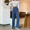Women's Pants 2022 Streetwear Straight Solid Color High Waist Trouser Loose Streetwear Jeans Wide Leg Mom Denim Pants
