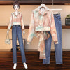 Women's Pants Autumn Traf Korean Style Tie Bow Long-sleeved Shirt Light-colored Jeans Cute Casual Suit Y2k Women's Jeans