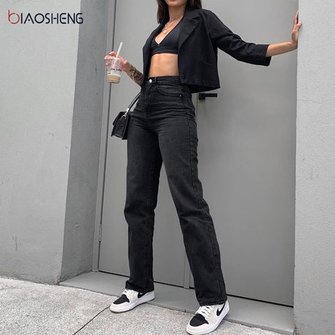 Women's Pants Jeans Women High Waist 2022 Mom Baggy Jeans Loose Y2k Black Jeans Straight Denim Trousers Streetwear