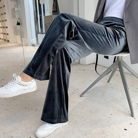 Women's Pants Straight Female Trousers Wide Leg Korean Style Streetwear Vintage Velvet Casual Loose Pants Suits Office