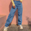 Women's Pants Straight Leg Jeans Women High Waist Blue Loose Harajuku Pants Casual Split Washed Mom Trousers Streetwear