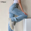 Women's Pants Wide Leg Jeans Women High Waist Baggy Jeans Loose Split Pants Casual Blue Black Washed Mom Denim Trousers