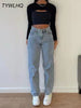 Women's Pants Y2k Baggy Jeans Women 2022 Straight Leg Pants Denim Trousers Loose Jeans High Waist Blue Washed Mom Jeans