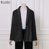 Women's Patchwork Velvets Blazer ZANZEA Coats Autumn OL Casual Lapel Cardigans Female Oversze Jackets Office Outwear