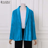 Women's Patchwork Velvets Blazer ZANZEA Coats Autumn OL Casual Lapel Cardigans Female Oversze Jackets Office Outwear