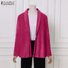 Women's Patchwork Velvets Blazer ZANZEA Coats Autumn OL Casual Lapel Cardigans Female Oversze Jackets Office Outwear
