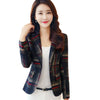 Women's Plaid Blazer and Jacket Slim Female Long Sleeve Short Suit Jacket One Button Casual Office Blazer Femme