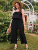 Women's Plus Size 2 Piece Sets 4XL Black Elegant Suits Loose Camisoles & Wide Leg Pants Oversized Outfits