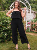 Women's Plus Size 2 Piece Sets 4XL Black Elegant Suits Loose Camisoles & Wide Leg Pants Oversized Outfits