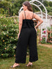 Women's Plus Size 2 Piece Sets 4XL Black Elegant Suits Loose Camisoles & Wide Leg Pants Oversized Outfits