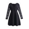 Women's Plus Size 4XL Lace Long Sleeve Midi Dress 2023 Fall Black Hollow Out Elegant Cocktail Evening Party Clothing