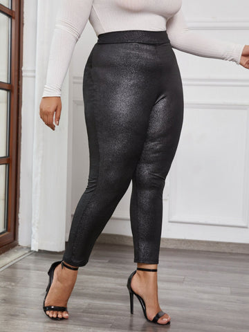 Women's Plus Size 4XL Sequin Pencil Pants 2023 Autumn Winter Vintage Elastic Waist Office Ladies Large Oversized Clothing