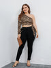 Women's Plus Size 4xl Cropped Tops Summer 2023 One Shoulder Skew Collar Leopard Belt Sexy Blouses Curvy Oversized Ladies T Shirt