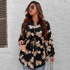 Women's Plus Size Autumn Winter Trench Coats 2023 Floral Print Black Female Overcoat Elegant Jackets Ladies Oversized Clothing