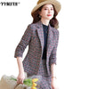 Women's Plus Size Office Professional Wear 2022 Autumn and Winter Ladies Long-sleeved Suit Slim High-waist Skirt 2-piece