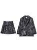 Women's Print Pocket Temperament Mini Women Skirt Suits Lapel Long Sleeve Loose Fit Jacket Trend Spring Autumn 2023