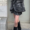 Women's Print Pocket Temperament Mini Women Skirt Suits Lapel Long Sleeve Loose Fit Jacket Trend Spring Autumn 2023