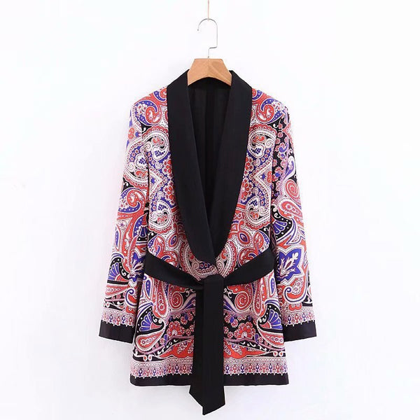 Women's Printed Mid-length Blazer 2022 Spring and Autumn Casual Jacket Small Suit  Loose Coat Feminine