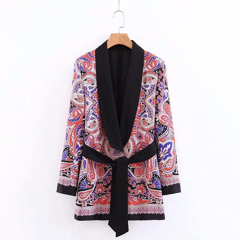 Women's Printed Mid-length Blazer 2022 Spring and Autumn Casual Jacket Small Suit  Loose Coat Feminine