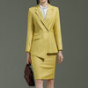Women's Professional Wear Suit Jacket Plus Skirt Lapel A Buckle Yellow Anti-Wrinkle Fabric Slim Suit Personality Style