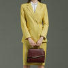 Women's Professional Wear Suit Jacket Plus Skirt Lapel A Buckle Yellow Anti-Wrinkle Fabric Slim Suit Personality Style